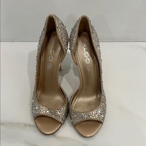 Aldo Gold High Heel Peep-Toe Shoes